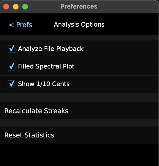 Analysis Options