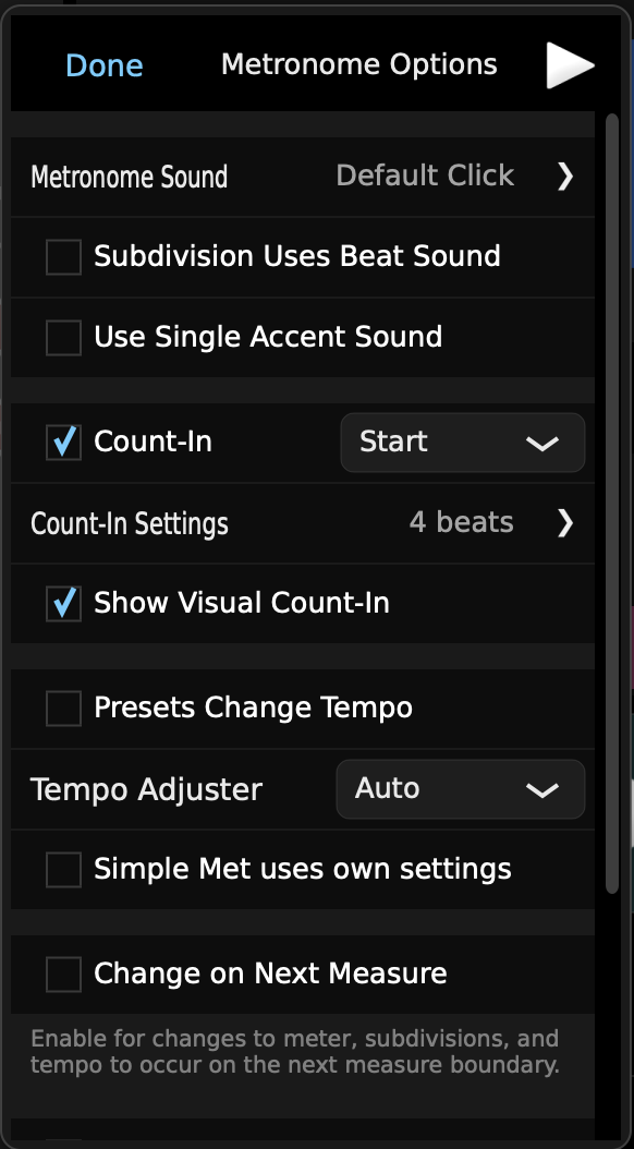 Metronome Options