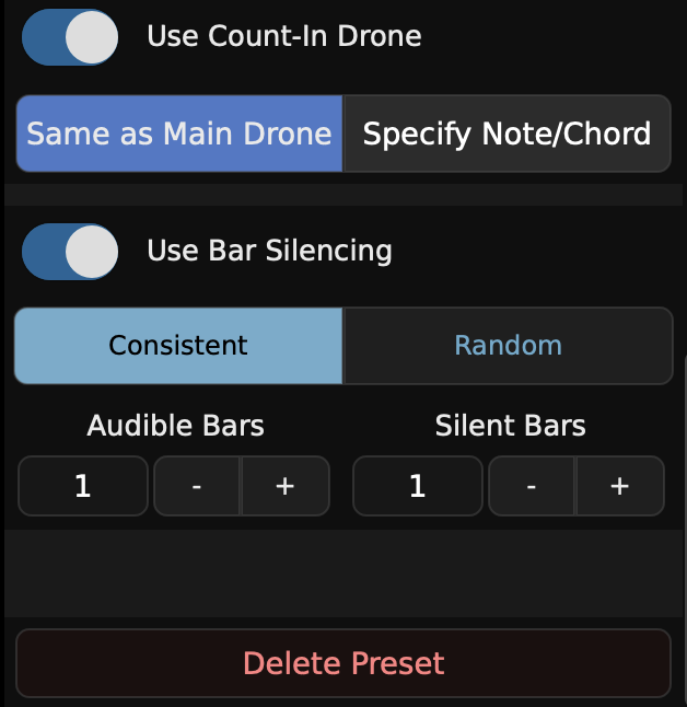 Metronome Presets Bar