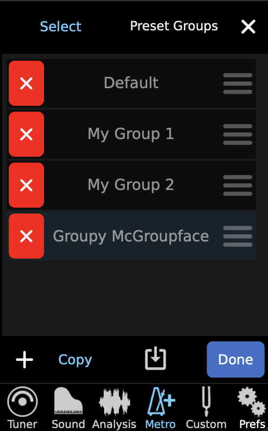 Preset Groups Editor