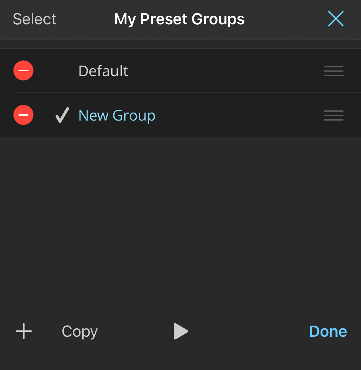 Preset Groups Editor