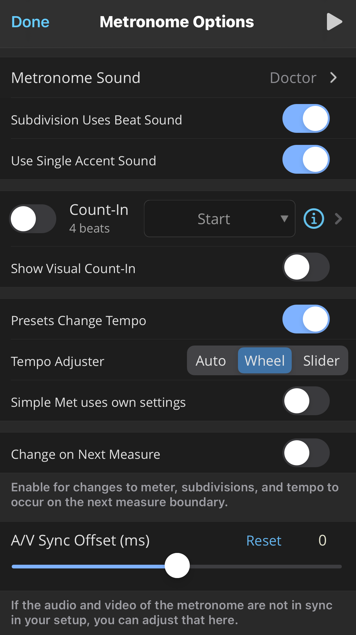 Metronome Options