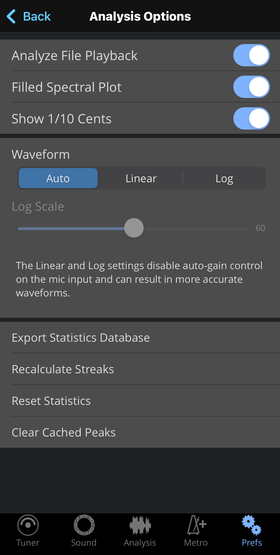 Analysis Options