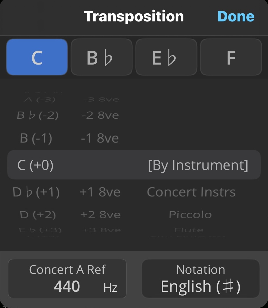 Transposition view