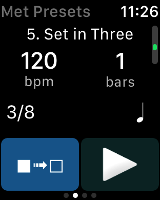 Watch Metronome Presets Page